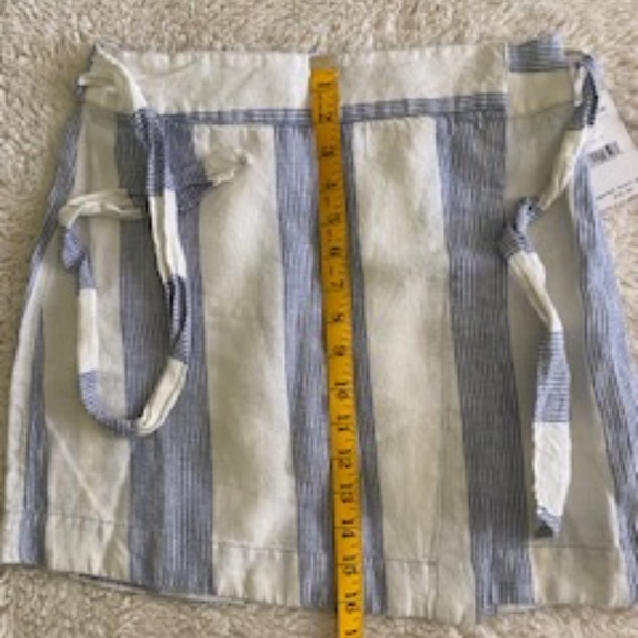 Free People Uptown Days Blue and White Striped Wrap Mini Skirt SIZE 4 - Picture 10 of 11